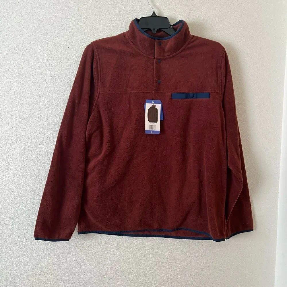 32 Degrees Heat 1/4 Snap Button Long Sleeve Lightweight Micro-Fleece Jacket NWT